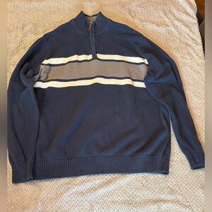 Men’s Eddie Bauer Navy Blue Heavyweight Cotton Quarter Zip Size 2XL